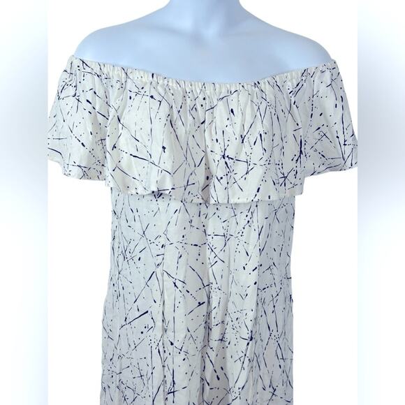 Chelsea & Theodore Linen Off-the-Shoulder Splatter Dress | Size XL - Picture 3 of 13